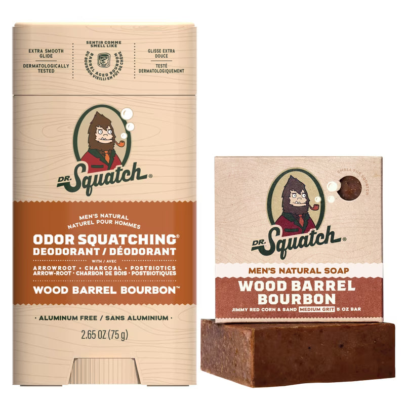 Holiday Gift Set Bar Soap & Deodorant, Wood Barrel Bourbon