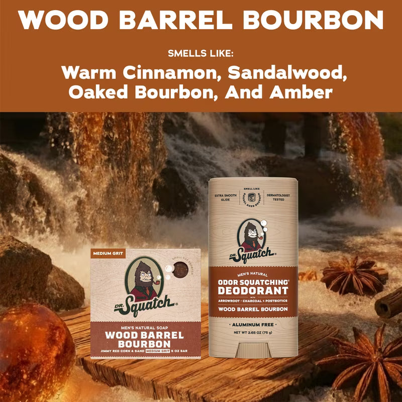 Holiday Gift Set Bar Soap & Deodorant, Wood Barrel Bourbon