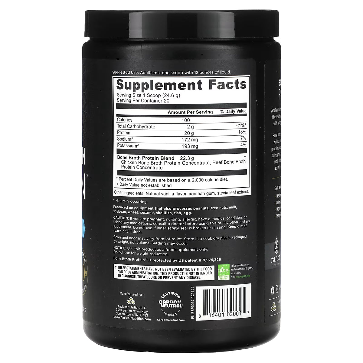 Ancient Nutrition Bone Broth Protein™ - Vanilla