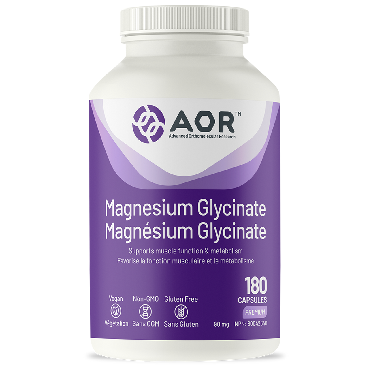 AOR Magnesium Glycinate - 90 mg - 180 caps