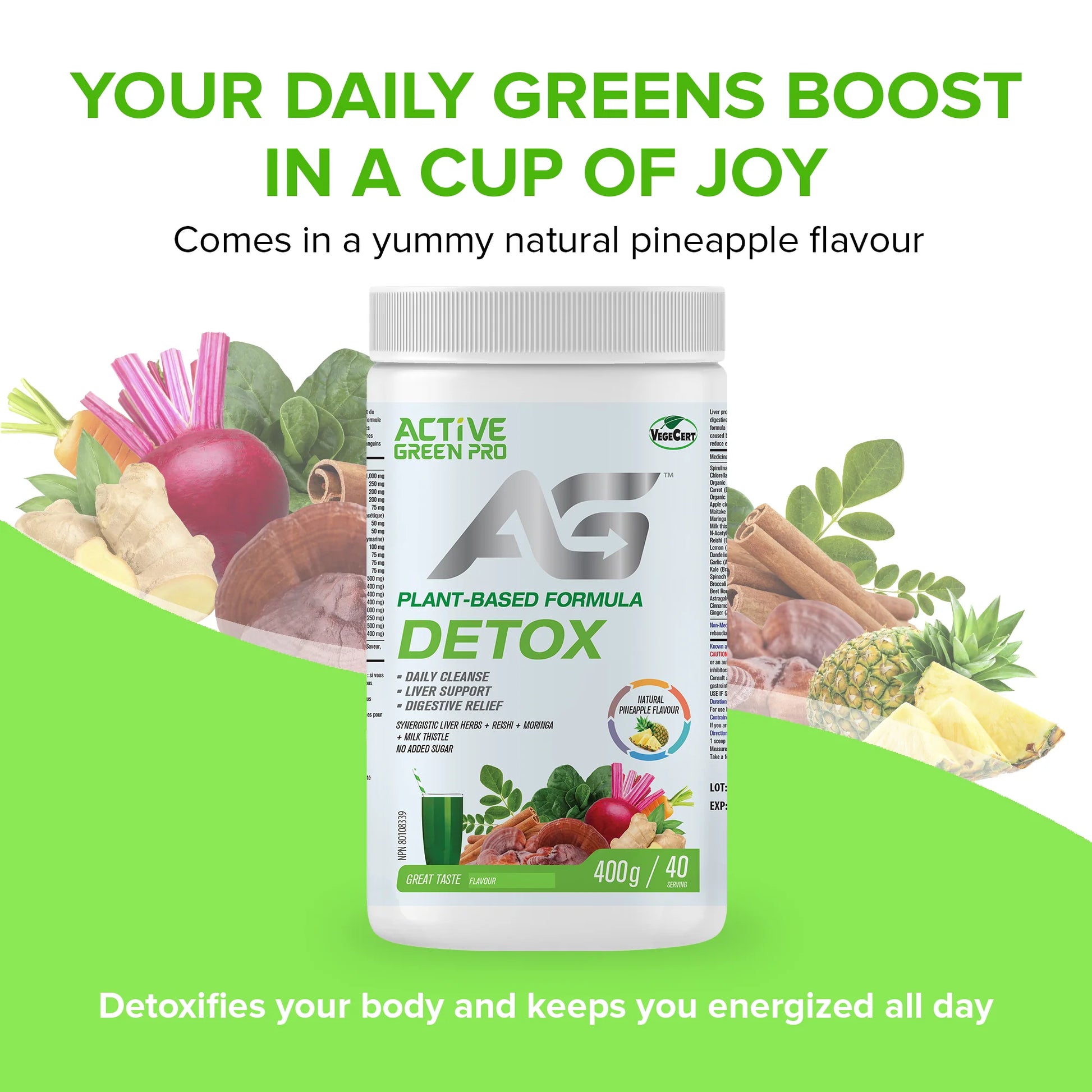 Active Green Pro Detox – Pineapple 400 g