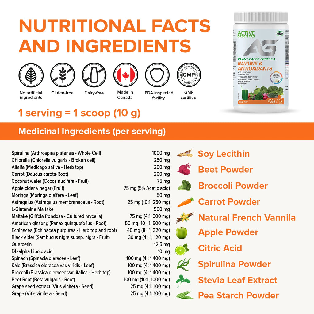 Active Green Pro Immune & Antioxidants – French Vanilla 400 g