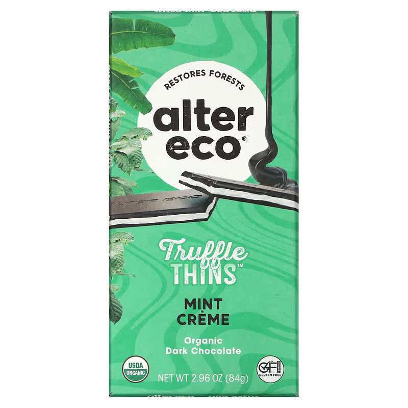Alter Eco Mint Crème Truffle Thins Organic Dark Chocolate – 84 g