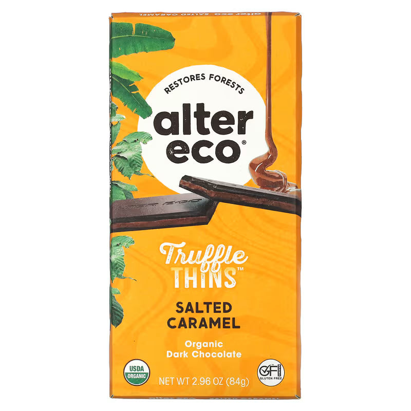 Alter Eco Salted Caramel Truffle Thins Organic Dark Chocolate – 84 g