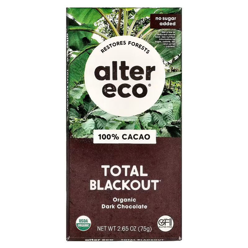 Alter Eco Total Blackout 100% Cacao Organic Dark Chocolate – 80 g