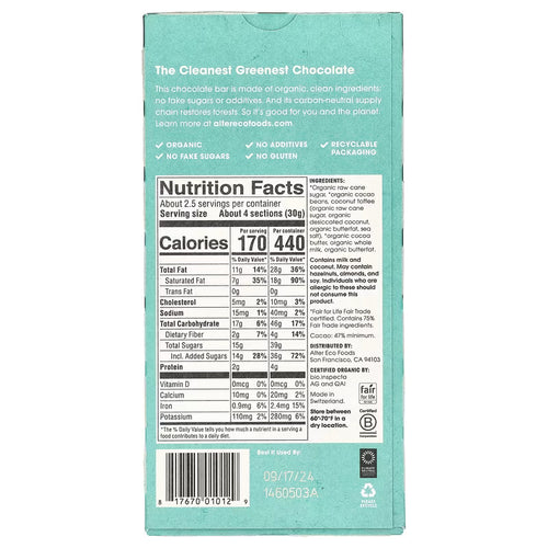Alter Eco Dark Coconut Toffee Organic Dark Chocolate – 80 g