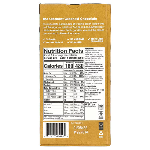 Alter Eco Dark Salted Brown Butter Organic Dark Chocolate – 80 g