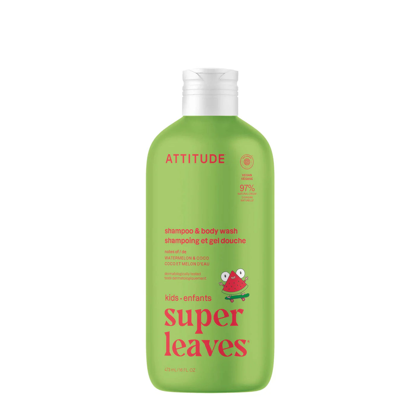 Attitude Kids 2-in-1 Shampoo & Body Wash – Watermelon & Coco - 473 mL