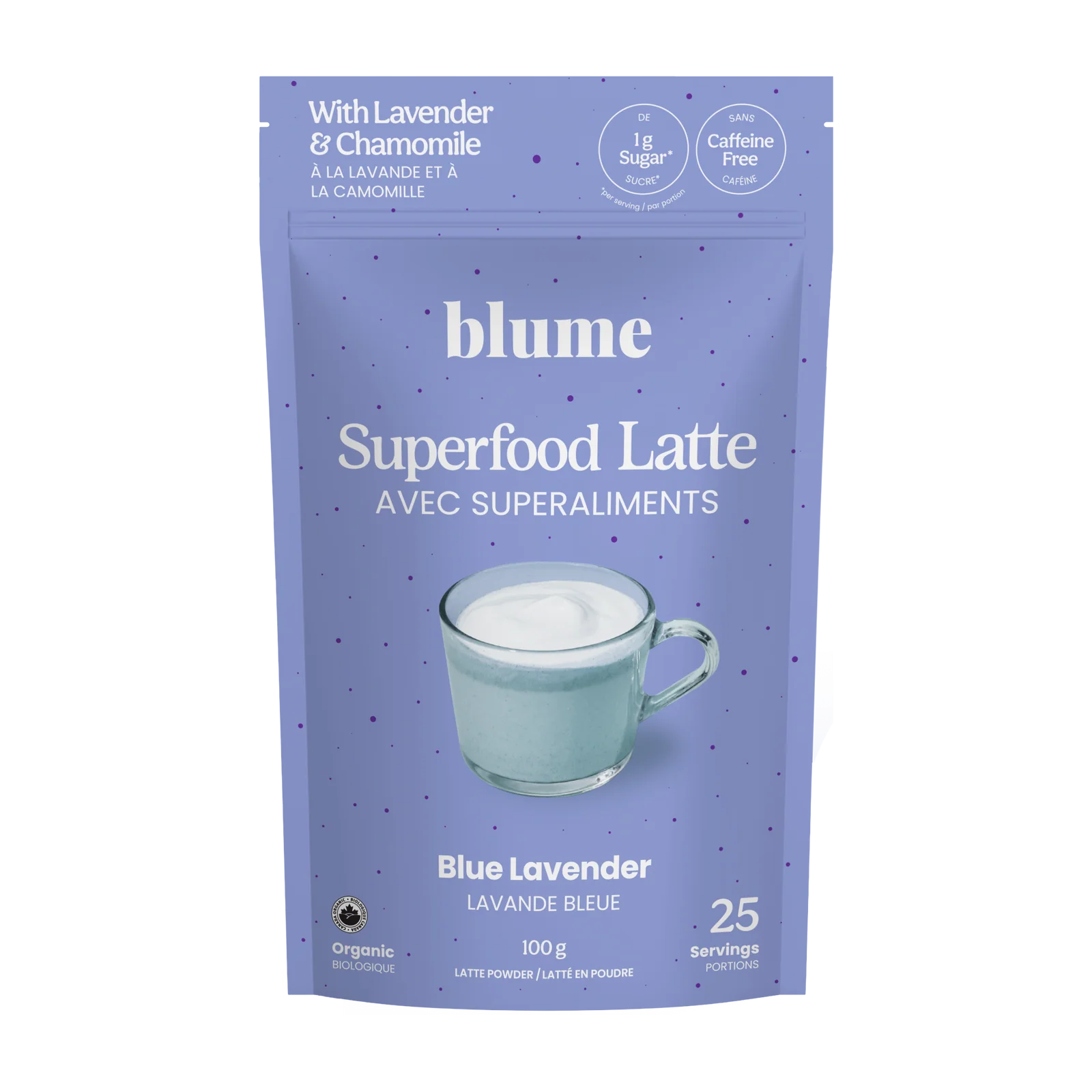 Blume Superfood Latte Powder Blue Lavender Blend - 25 Servings