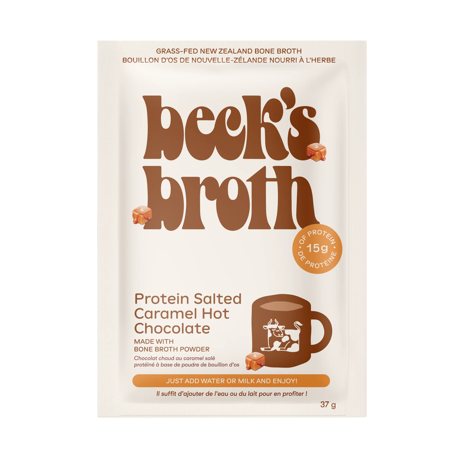 Beck’s Broth Protein Salted Caramel Hot Chocolate