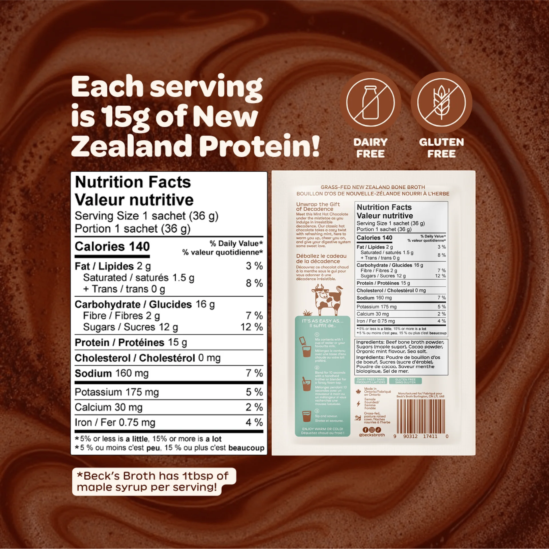 Beck’s Broth Protein Mint Hot Chocolate
