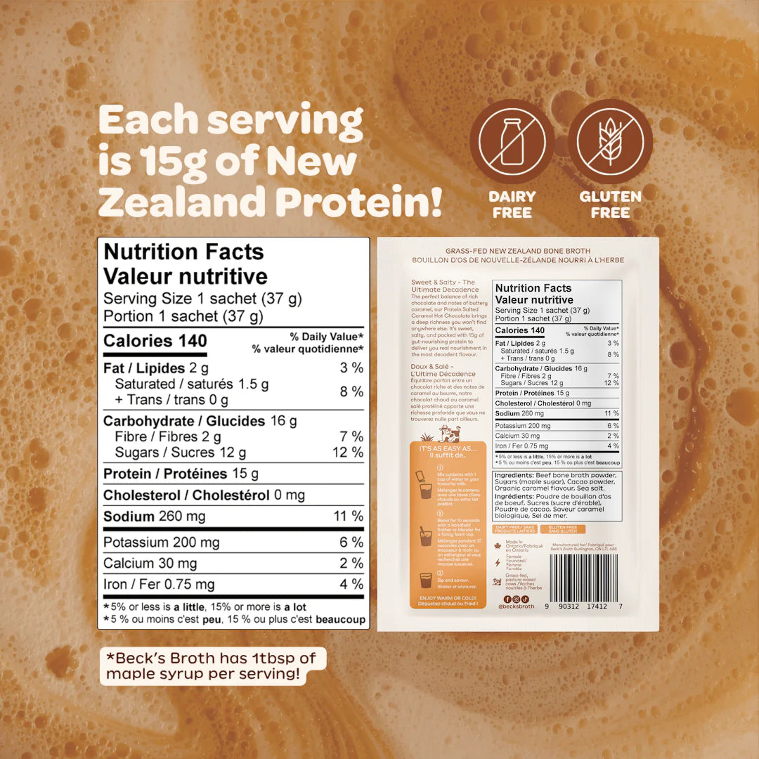 Beck’s Broth Protein Salted Caramel Hot Chocolate