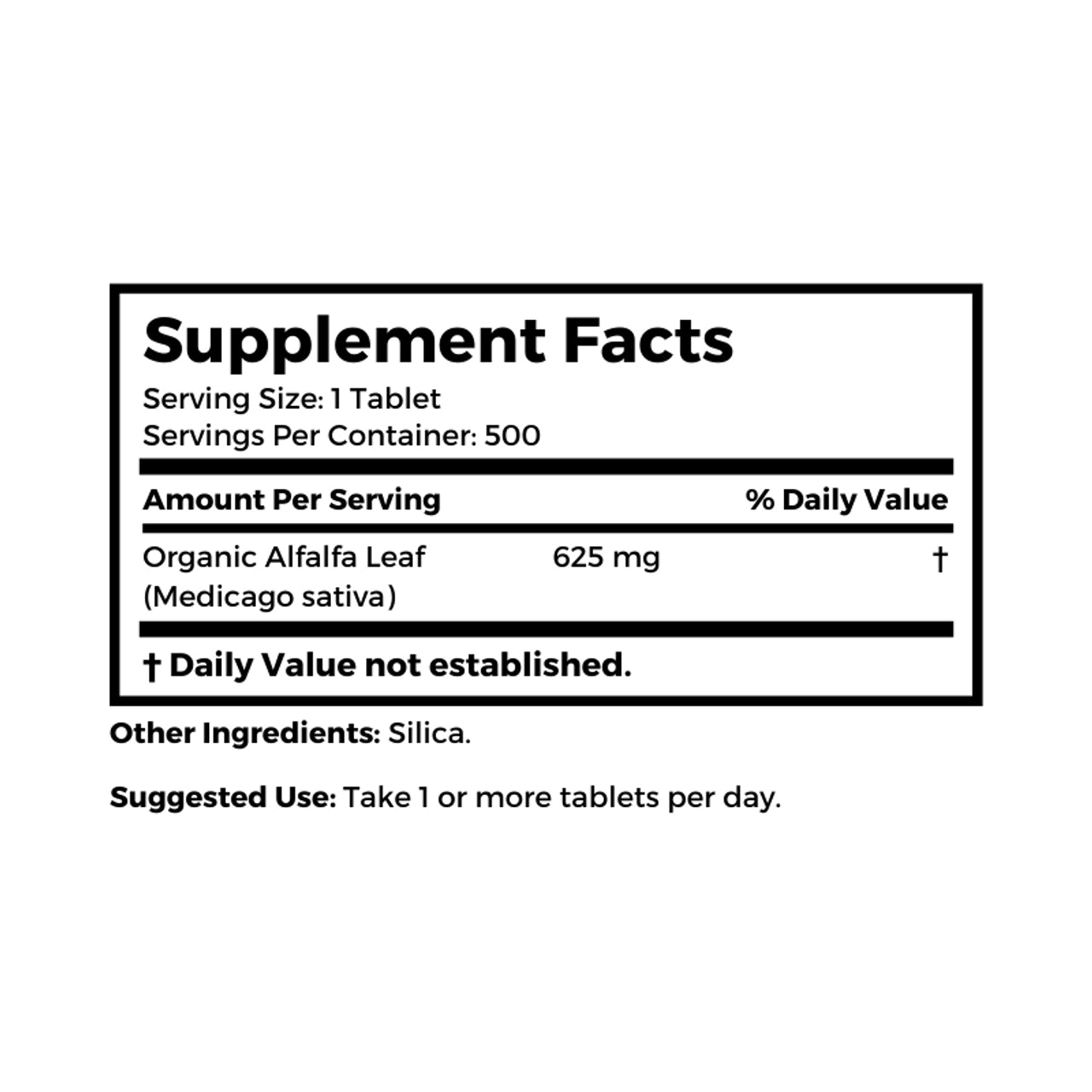 Bernard Jensen's Alfalfa Tablets - 625 mg - 500 Tablets