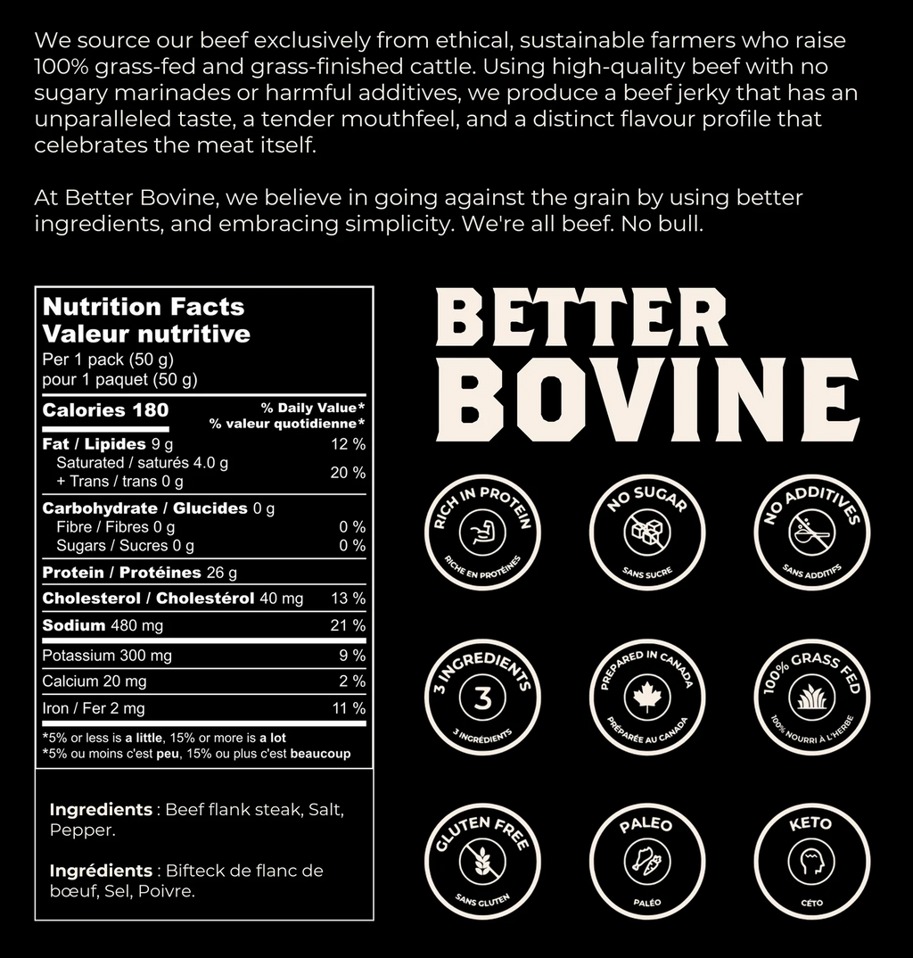 Better Bovine Wagyu Beef Jerky - Salt & Pepper
