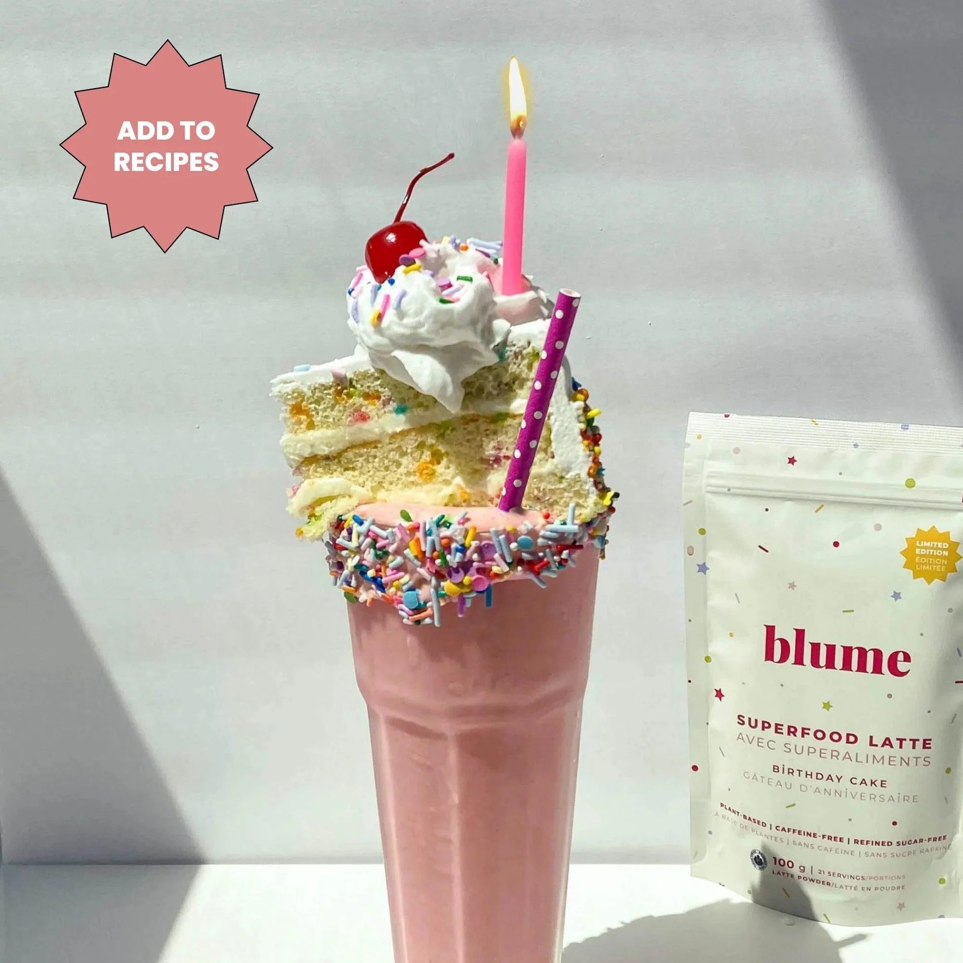 Blume  Superfood Latte Powder Birthday Cake Blend - 25 Servings