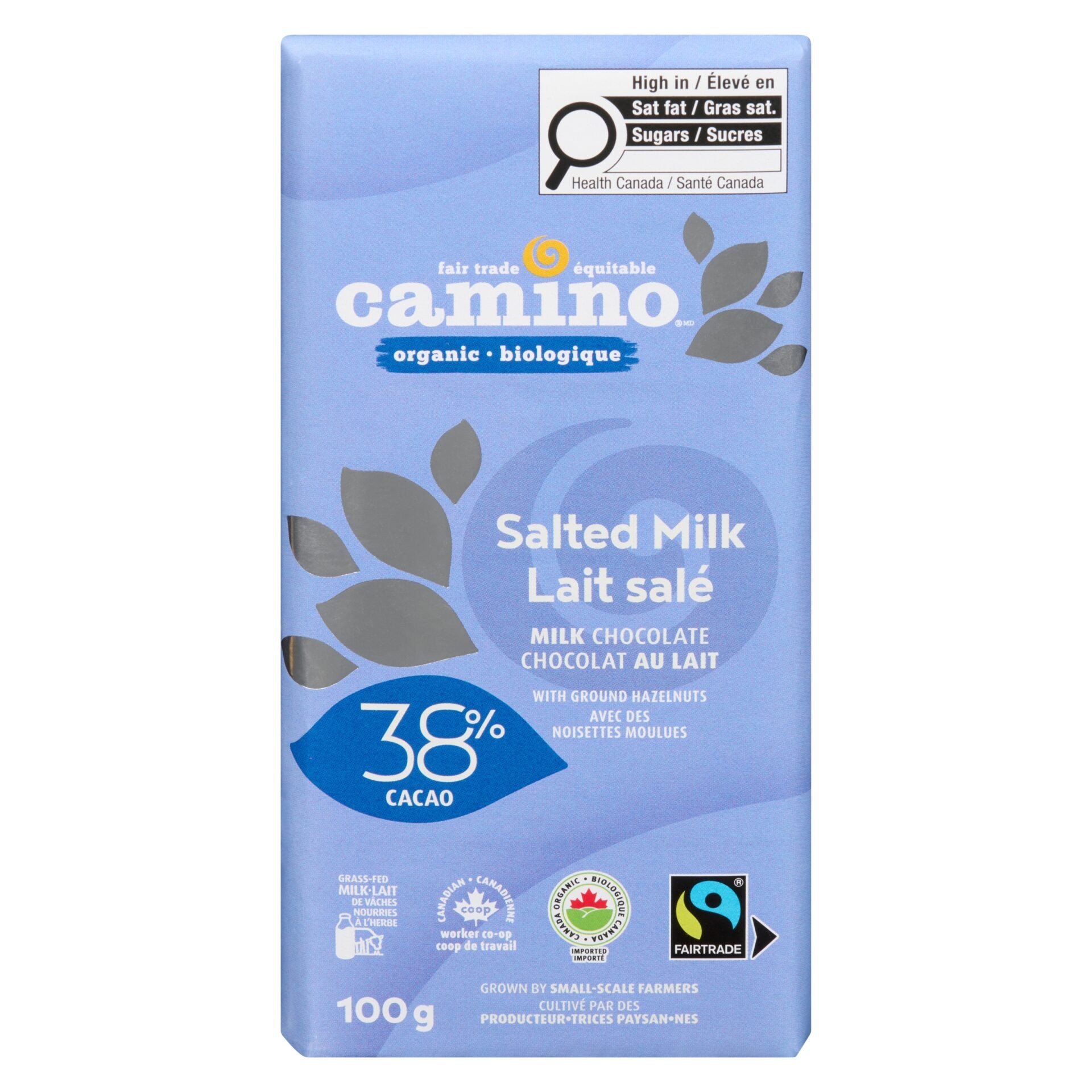 Camino Milk Chocolate With Sea Salt 38% Cacao Bar – 100g