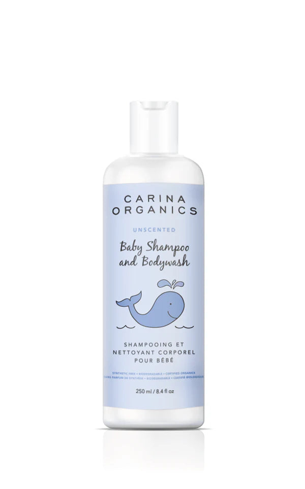 Carina Organics Baby Shampoo & Body Wash – Unscented - 250 mL