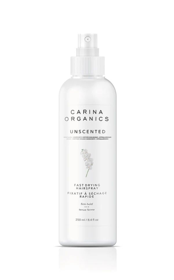Carina Organics Unscented Fast Drying Hairspray – 250 mL