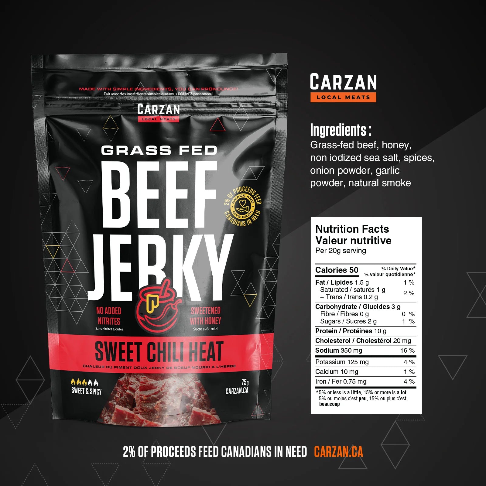 Carzan Sweet Chili Heat Beef Jerky – 75 g