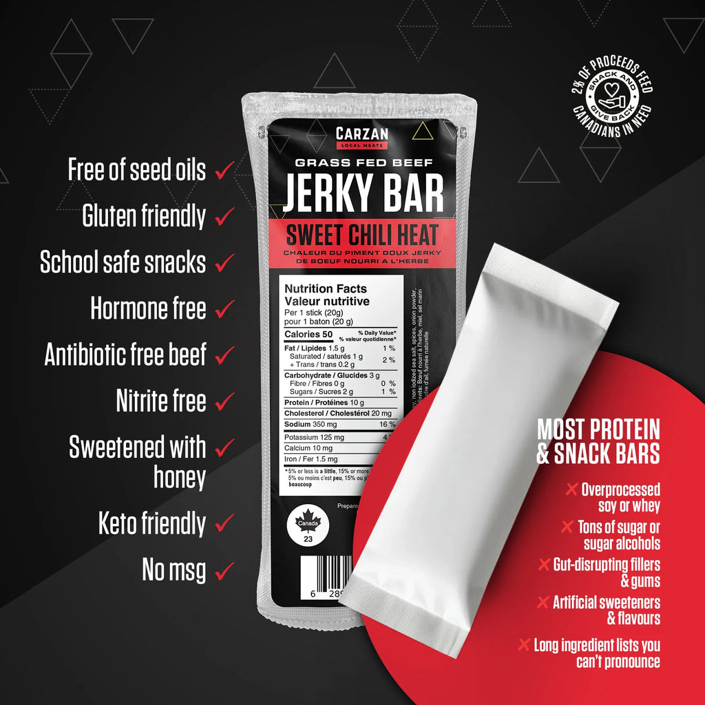 Carzan Sweet Chili Heat Jerky Bars – 20 g