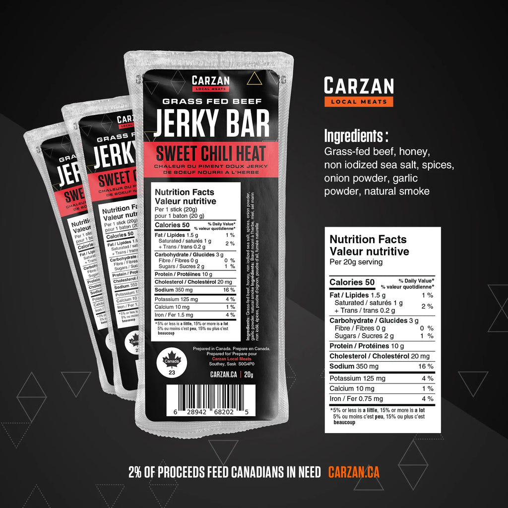Carzan Sweet Chili Heat Jerky Bars – 20 g