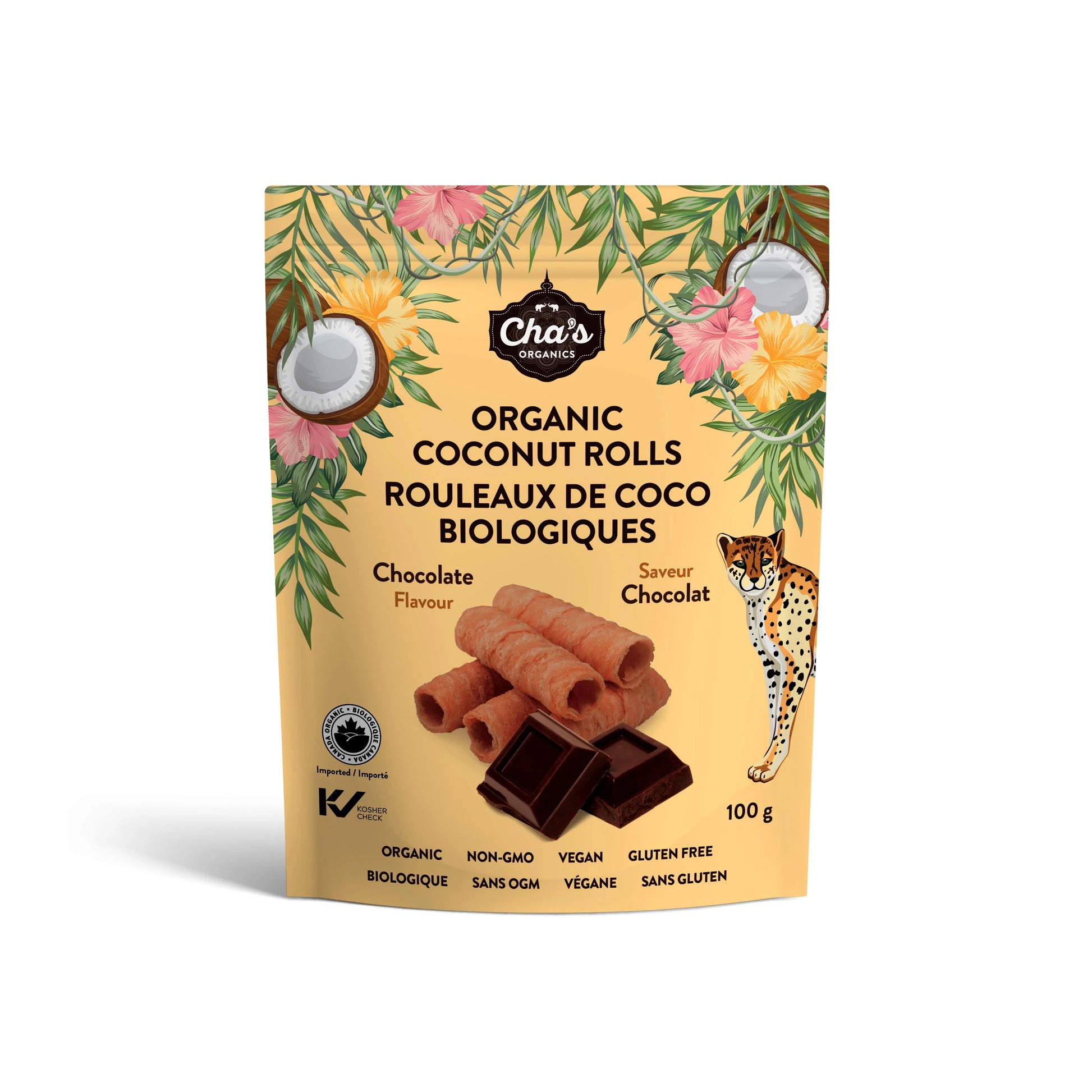 Cha’s Organics Chocolate Coconut Rolls – 100 g