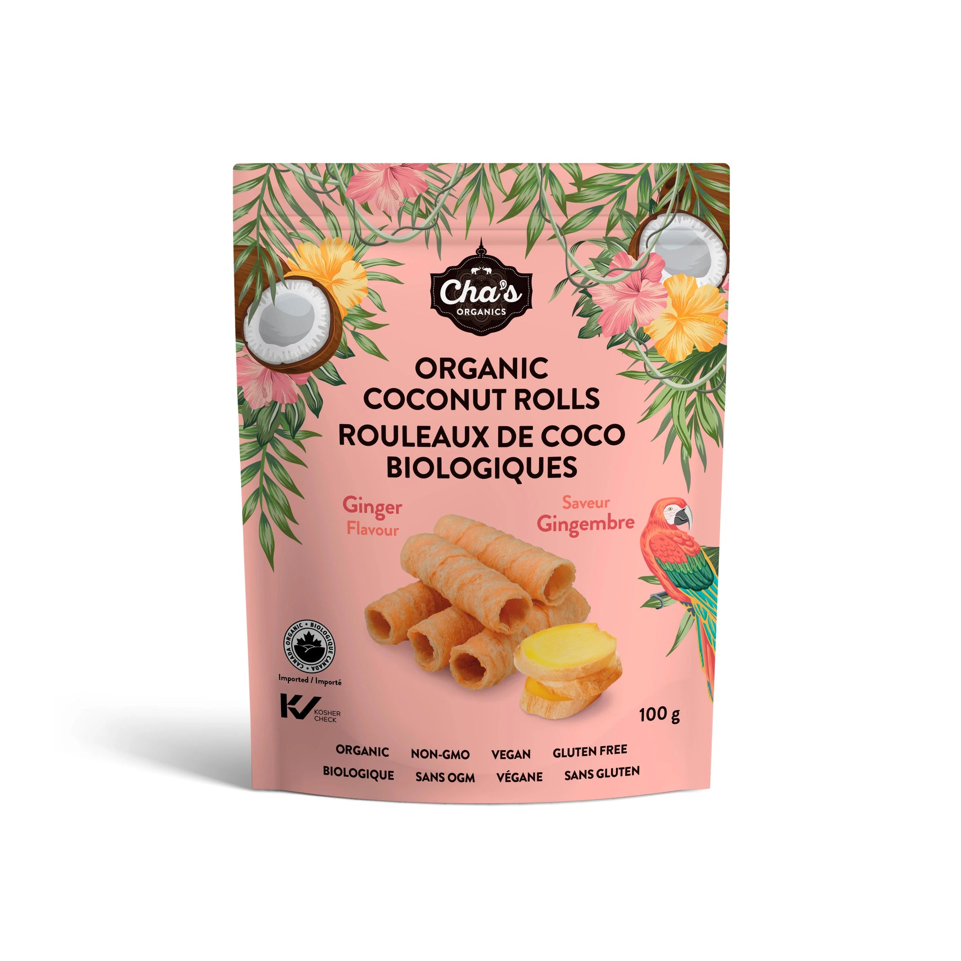 Cha’s Organics Ginger Coconut Rolls – 100 g