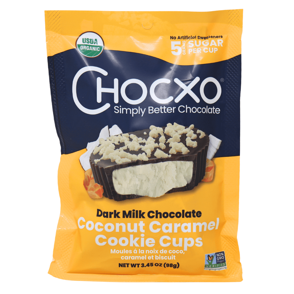ChocXO Dark Milk Chocolate Coconut Caramel Cookie Cups – 98 g