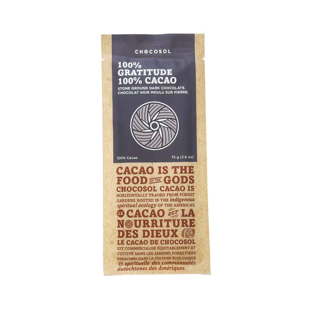 ChocoSol Gratitude 100% Cacao Chocolate Bar – 75g