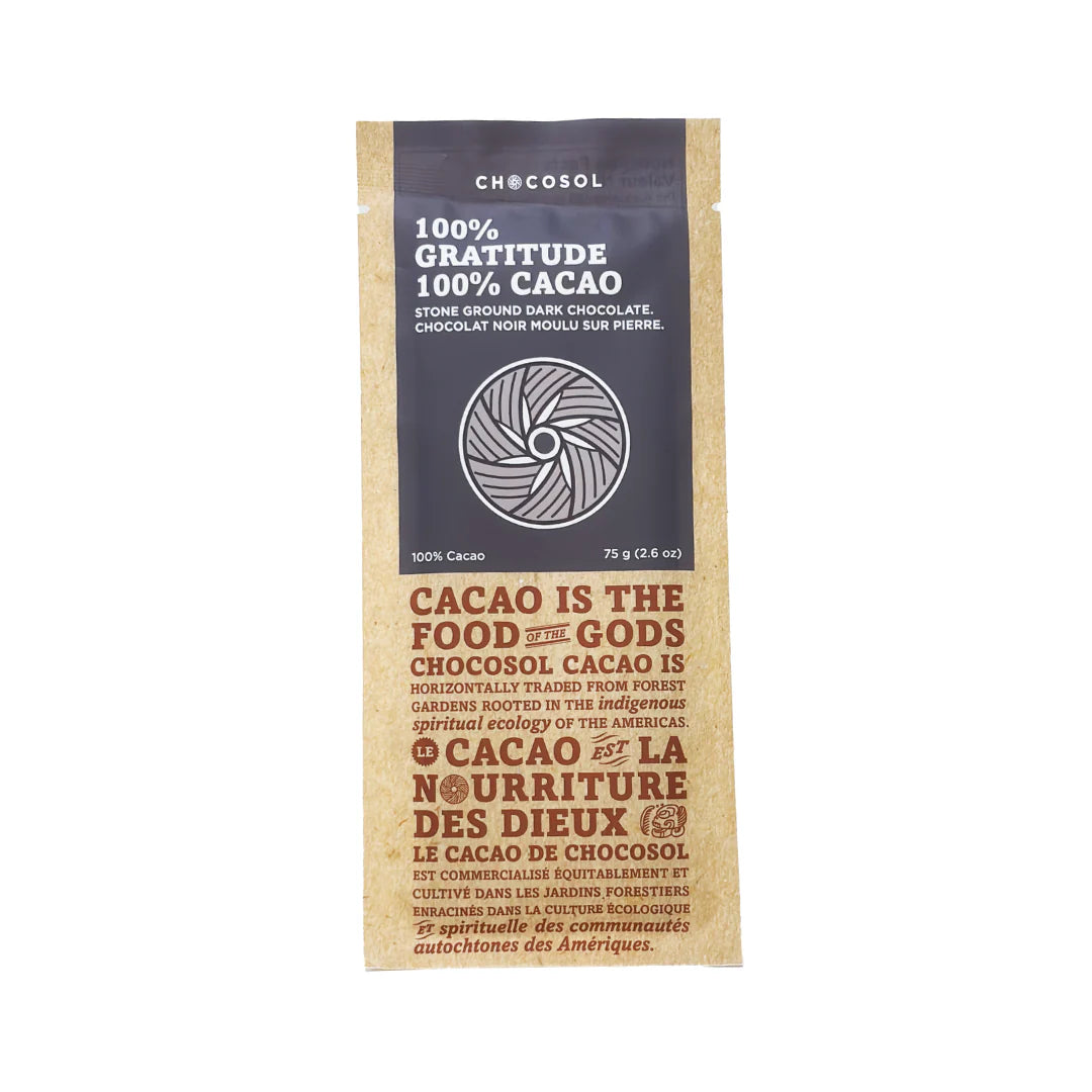 ChocoSol Gratitude 100% Cacao Chocolate Bar – 75g