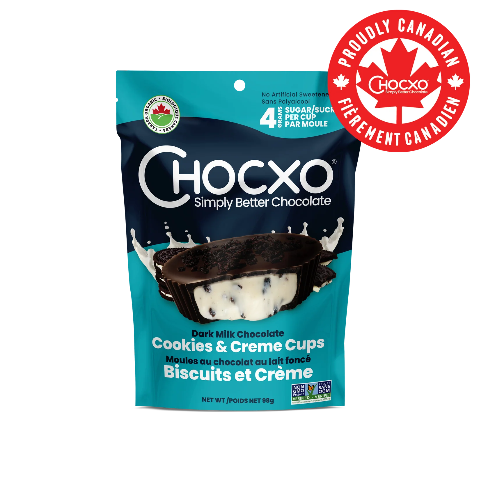 Chocxo Dark Milk Chocolate Cookies & Creme Cups – 98 g