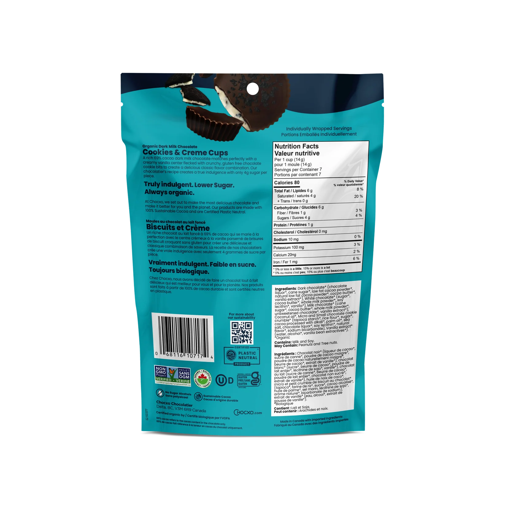 Chocxo Dark Milk Chocolate Cookies & Creme Cups – 98 g