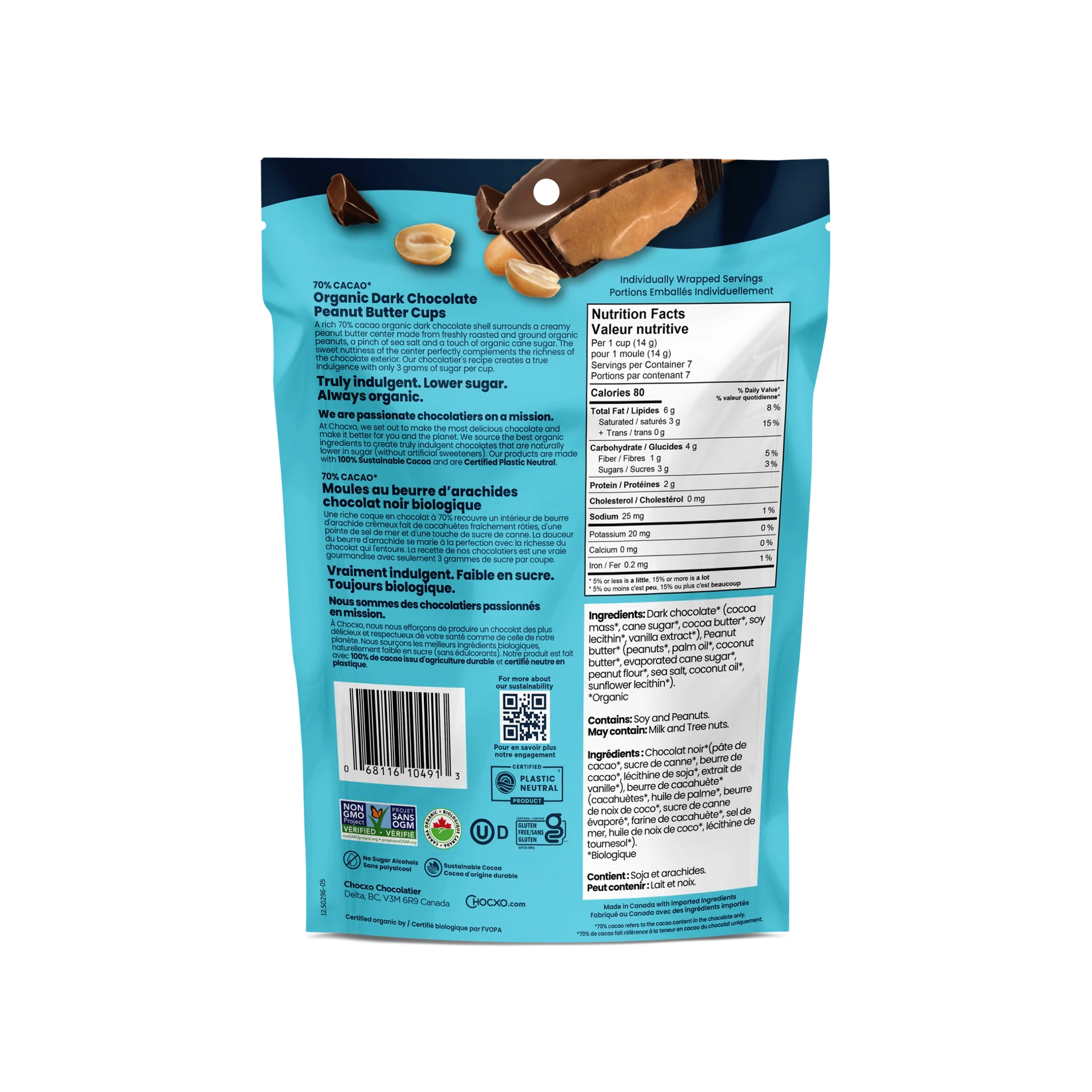 Chocxo Dark Chocolate Peanut Butter Cups – 98 g