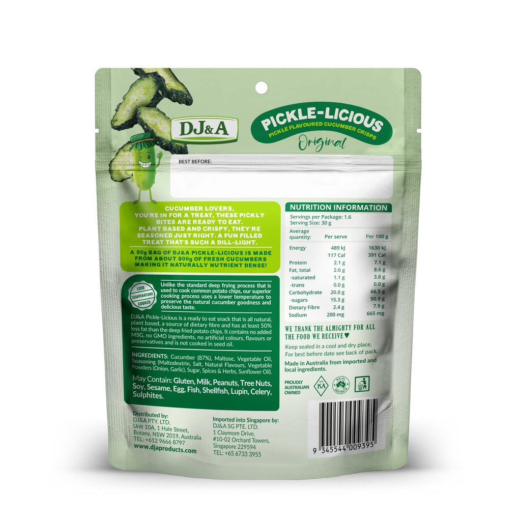 DJ&A Pickle-Licious Pickle Flavoured Cucumber – 50g
