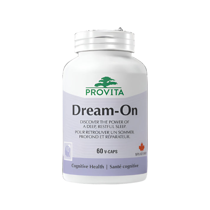 Provita Dream-On supplement bottle on a white background