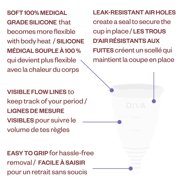 DivaCup Model 0 Menstrual Cup – 22 mL