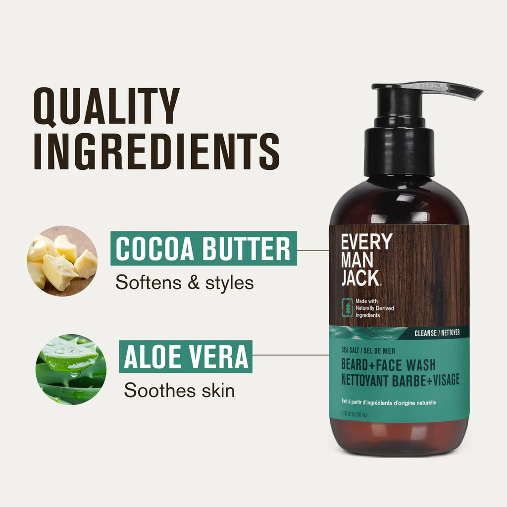 Every Man Jack Beard + Face Wash – Sea Salt - 200 mL