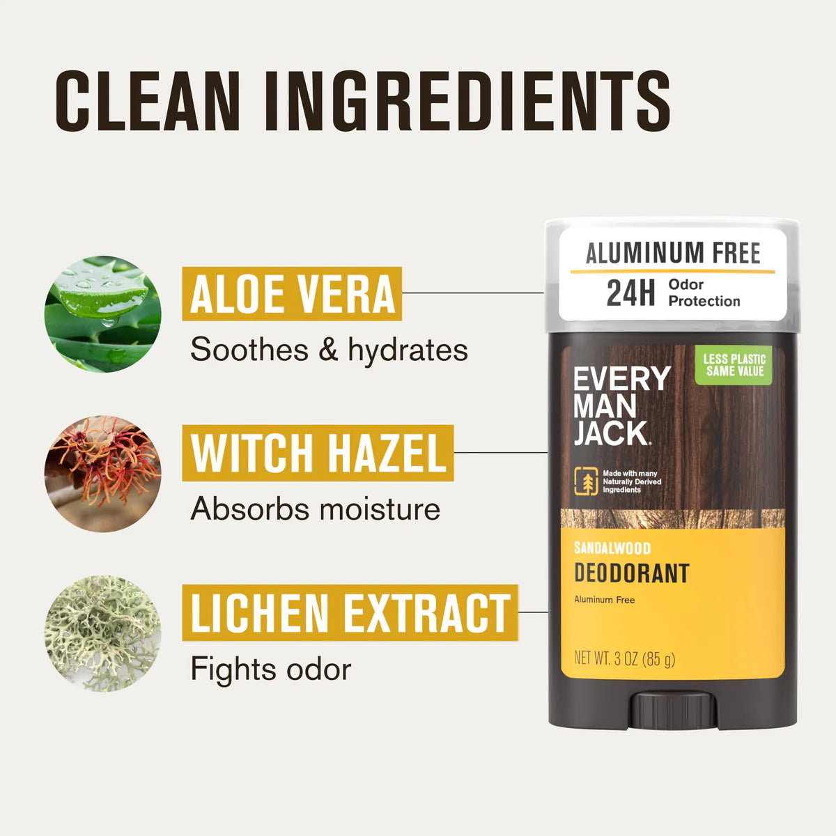 Every Man Jack Deodorant – Sandalwood - 85 g