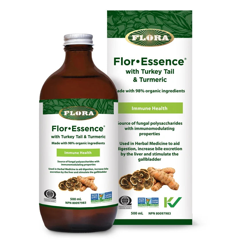 Flora Flor.Essence with Turkey Tail & Tumeric, Immune Health - 500 mL