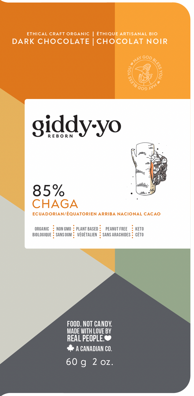 Giddy Yo Chaga 85% Dark Chocolate Bar – 60g