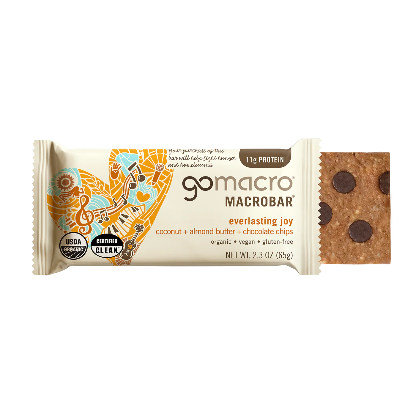 GoMacro Coconut + Almond Butter + Chocolate Chips MacroBar – 65g Bar