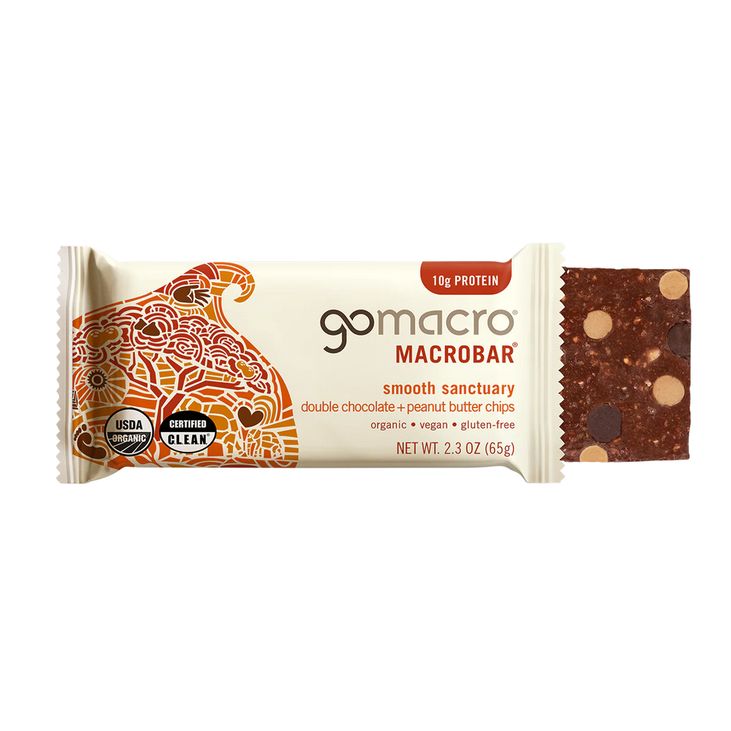 GoMacro Double Chocolate + Peanut Butter Chips MacroBar – 65g Bar