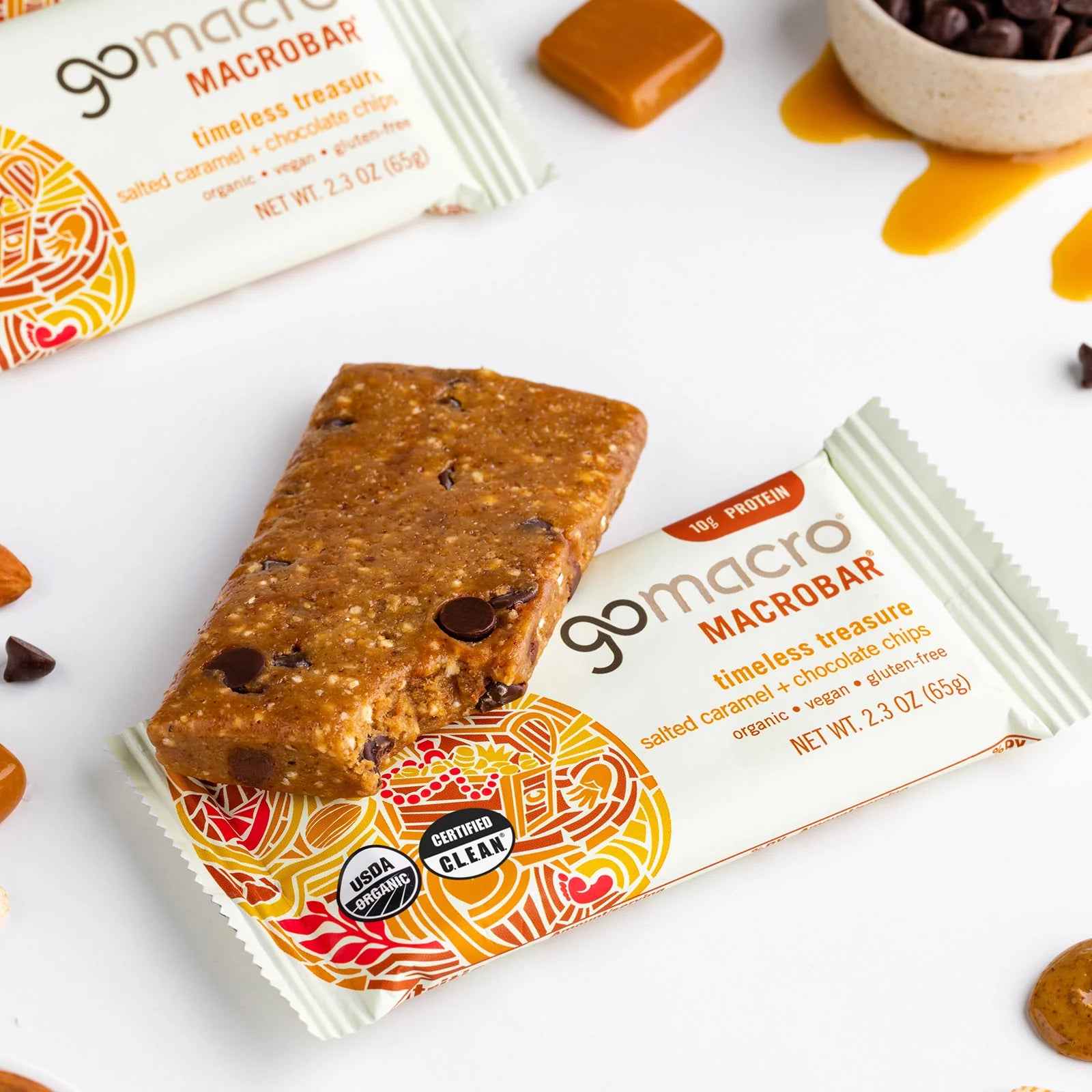 GoMacro Salted Caramel + Chocolate Chips MacroBar – 65g Bar