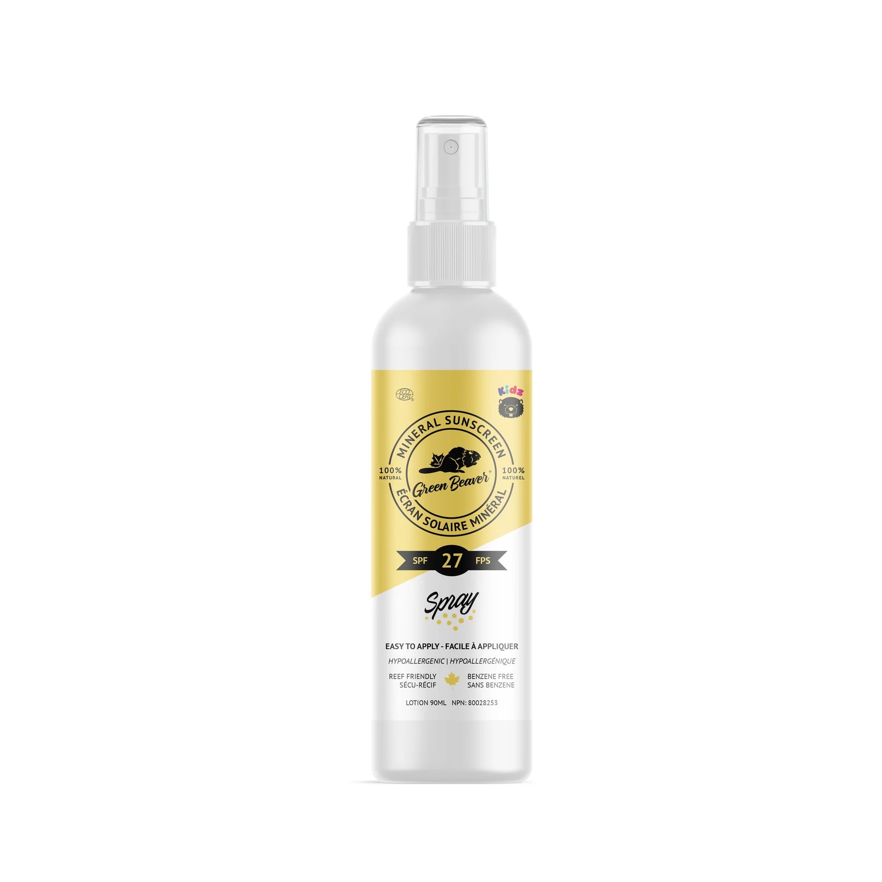 Green Beaver Mineral Sunscreen For Kids SPF 27 Spray – 90 mL