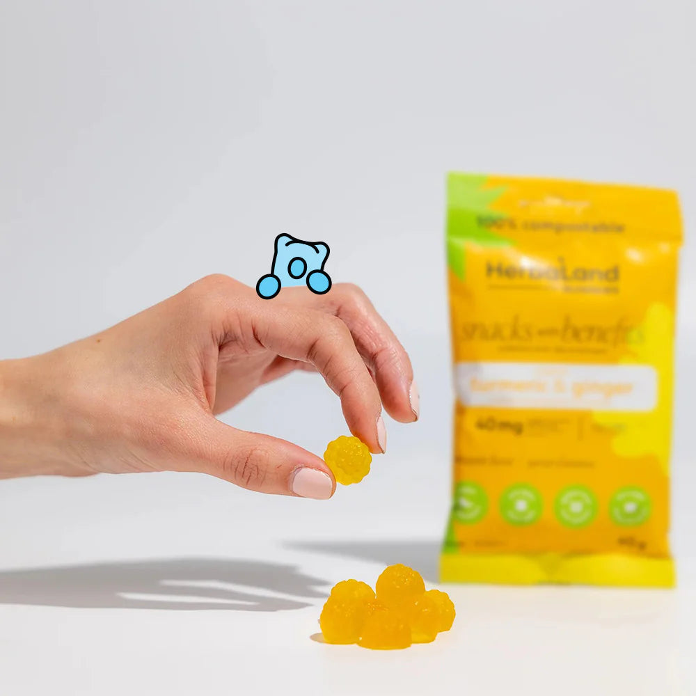 Herbaland Turmeric & Ginger Snacks with Benefits Gummies – 40g