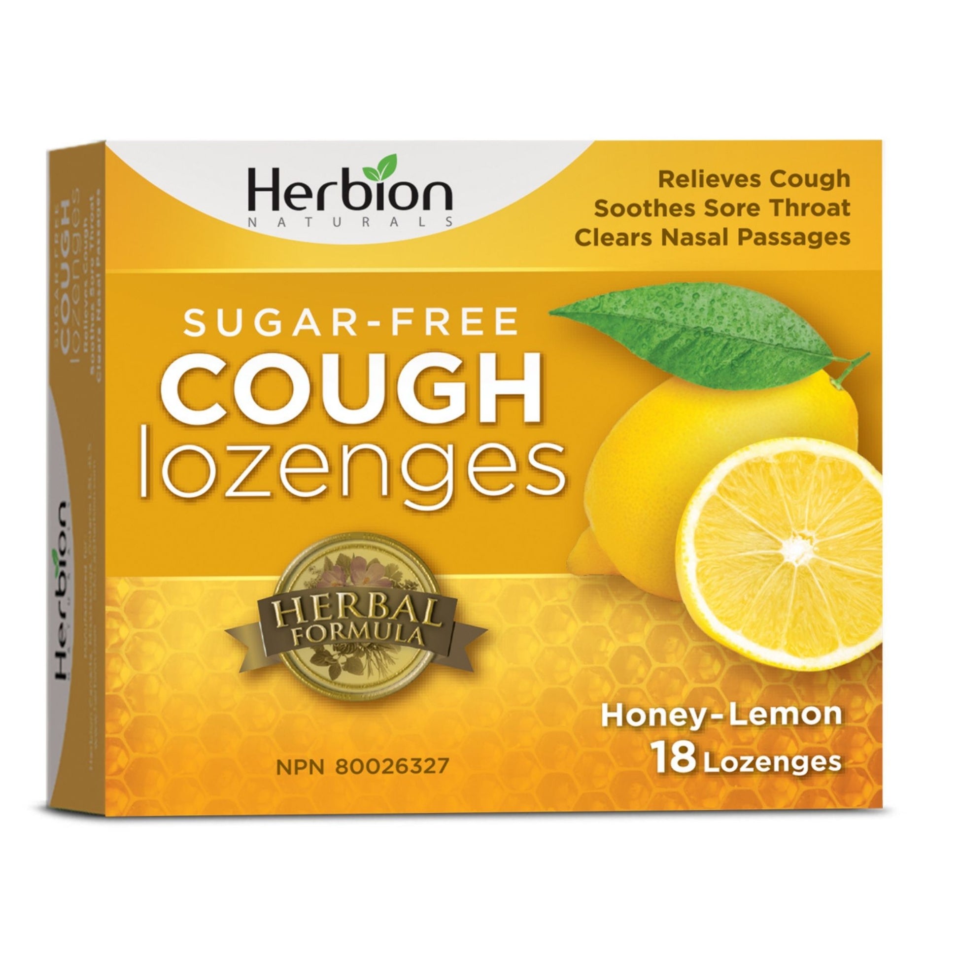 Herbion Natural Sugar-Free Honey Lemon Lozenges – 18 Count