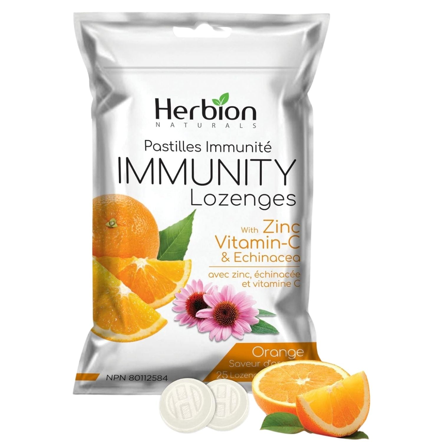 Herbion Naturals Immunity Lozenges with Zinc, Vit C & Echinacea – Orange - 25