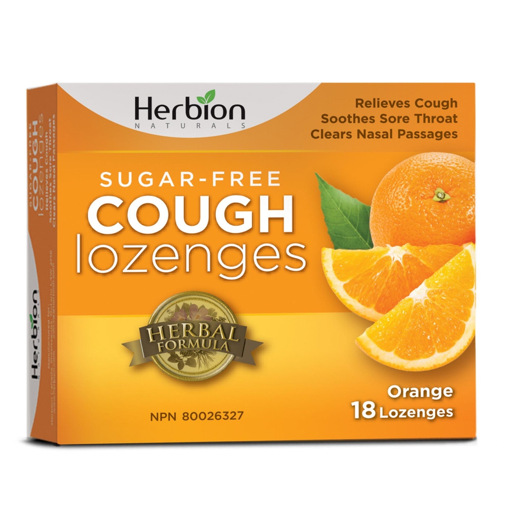 Herbion Naturals Orange Sugar-Free Cough Lozenges – 18 Lozenges