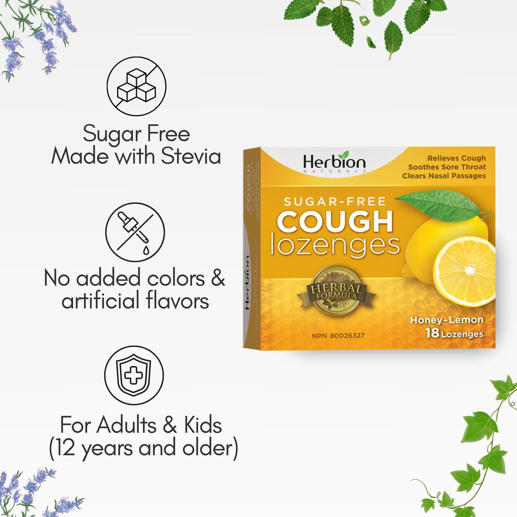 Herbion Natural Sugar-Free Honey Lemon Lozenges – 18 Count