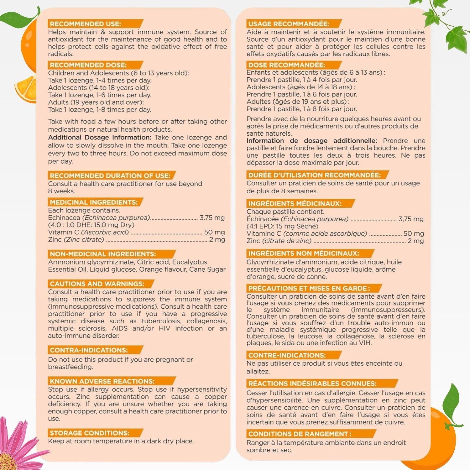 Herbion Naturals Immunity Lozenges with Zinc, Vit C & Echinacea – Orange - 25